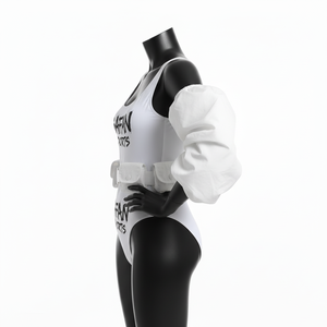 Maillot de bain une pièce pour femme, tissu extensible polyester spandex 200 GSM, blanc, logo personnalisé pour maillot de bain - Product Image 3