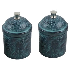 Caja de Especias Metálica Dorada con 6 Compartimentos y Tapa, Diseño Ornamentado, Contenedor para Almacenar Hierbas con Cuchara Incluida - Product Image 2