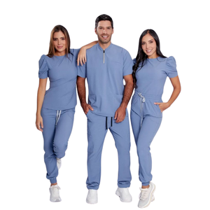 Tenues médicales confortables à jambes larges et motif floral, col montant, manches courtes, pour infirmières, fabriquées en usine au Vietnam, ensembles d'uniformes médicaux OEM/ODM - Product Image 1