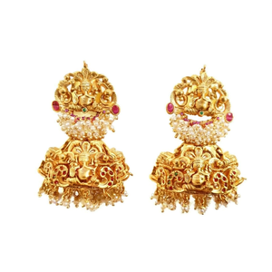 Ganesha Pearl Chandelier Drop Earrings-Ethnic Religious Studs for Party - Product Image 2