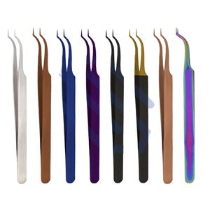 Pinzas de extensión de pestañas de calidad profesional, pinzas de Punta puntiagudas rectas y curvas, aplicación de pestañas postizas, herramientas para cejas - Product Image 1