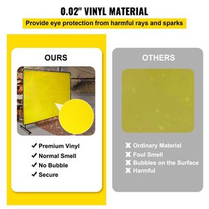 8 'X 6' Vinilo amarillo resistente al fuego Marco de pantalla de soldadura a prueba de Luz Portátil profesional Equipo de 4 ruedas Modelo D0100HADYJU - Product Image 3
