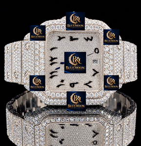 Montre de luxe Blue Moon, style hip-hop, carrée, sertie de diamants, en acier inoxydable, mouvement mécanique unisexe, GPS, cristal saphir, 42 mm - Product Image 3