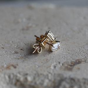 <b>Emerald</b> Cut Moissanite <b>Stud</b> <b>Earrings</b> for Women Gold Plated Minimalist Rectangle Diamond <b>Earrings</b> Gift - Product Image 6