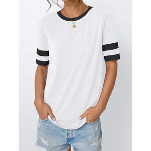 Tops de verano 2025 para mujer, camisetas de Moda de Primavera 2025, ropa informal elegante con cuello redondo, trajes básicos con mangas cortas - Product Image 3