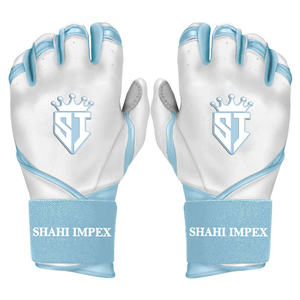 Gants de frappe Shahi Impex pour adultes en cuir blanc et bleu, qualité supérieure, 100% cuir CABRETTA, épaisseur 0,09 mm, légers - Product Image 1