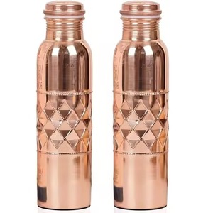 Copper Water Bottle Hammered Finish Portable Travel <b>Drinkware</b> Traditional Chinese Design - Product Image 3