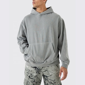 Sweat à capuche d'hiver unisexe vintage à la mode pull-over personnalisé de couleur unie imprimé 100% coton biologique polaire - Product Image 6