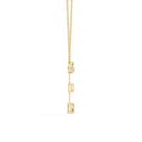 Collar de Oro Sólido de 14k con 3 Diamantes Cultivados en Laboratorio, Corte Esmeralda, con Piedras Laterales en Forma de Pera, Estilo Étnico, para Bodas y Aniversarios, para Mujer