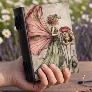 Fairy Leather Journal Handmade Deckle Edge Notebook Vintage Storybook Diary Fairycore <b>Book</b> of Shadows Cottagecore Gift - Product Image 3