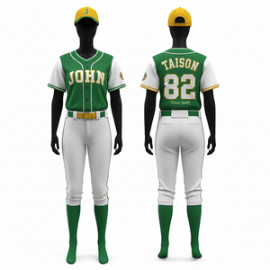 Uniforme de baseball pour femmes, tissu polyester premium 180 GSM, vert avec empiècements manches blancs, logo personnalisé en twill. - Product Image 1