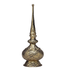 Aspersor de plata pulida con cuello cónico y motivos florales en relieve en la base para rituales de iglesias y templos. Disponible. - Product Image 6