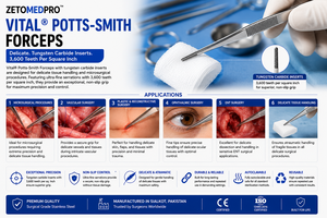Vital POTTS-SMITH Forceps Delicate <b>Tungsten</b> Carbide Inserts 3600 Teeth Per Square Inch ZETOMEDPRO - Product Image 4