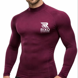 Wholesale Customized Front Logo Men Knitted <b>Compression</b> <b>Shirts</b> Long Sleeve Breathable Eco-Friendly Quick Dry Spandex/Polyester - Product Image 2