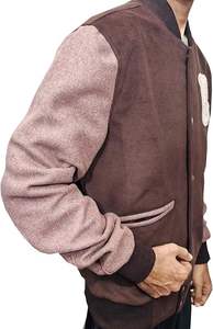 Veste bomber en laine pour homme, style varsity, coupe slim, décontractée, chaude, veste de baseball pour garçons, style universitaire - Product Image 4
