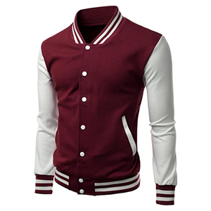 Veste universitaire personnalisée en gros pour hommes et femmes, corps en laine, manches en cuir PU, boutons-pression, veste bomber universitaire, personnalisation OEM - Product Image 3