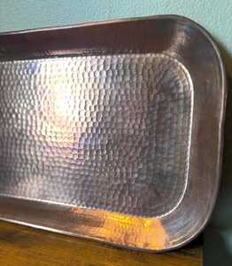 Bandeja Rectangular de Cobre Martillado, Decorativa Rústica, Artesanía Metálica, para Servir, Decoración del Hogar, Cocina, Mesa de Comedor - Product Image 1