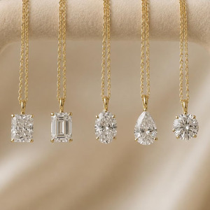 Collier pendentif solitaire en diamant de laboratoire rond et de formes multiples, couleur DEF, clarté VS VVS, certifié IGI, or massif 10K 14K 18K - Product Image 5