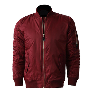 Blouson bomber rouge pour homme, fermeture éclair, col montant, style décontracté, matière polyester, vêtement d'automne - Product Image 1