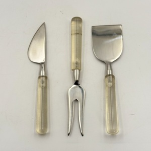 Juego de Cortadores de Queso de Diseño Elegante, Juego de Cortadores de Queso Bonitos, Acero Inoxidable Plateado, Mango de Resina Transparente, Utensilios de Cocina - Product Image 4