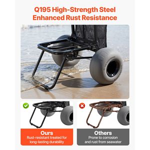 Carrito Plegable para Arena con Ruedas de 12 Pulgadas, Capacidad de Carga de 165 Libras, Plataforma de Carga de 18 x 15 Pulgadas, Carrito de Playa para Acampar con Ruedas Grandes - Product Image 4