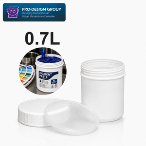 Seau en plastique à large ouverture de 0,7 L avec couvercle à vis pour l'emballage de pâte pigmentée, pot de stockage de produits chimiques étanche - Product Image 1