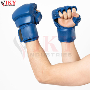 Gants de MMA en cuir bleu uni, nouvelle tendance, pour entraînement et sparring, avec paume ouverte, pour arts martiaux - Product Image 5
