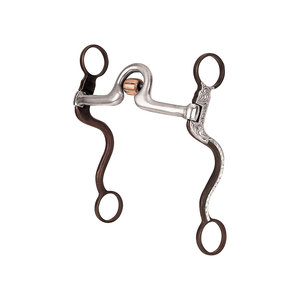 Mors de cheval en acier inoxydable avec rouleau en cuivre et gravure décorative - Product Image 1