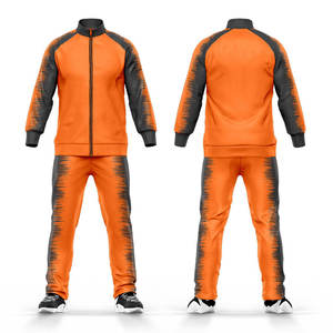 Survêtement pour homme noir et orange à blocs de couleur, manches longues, décontracté, sportswear avec poches latérales, coupe classique pour l'automne - Product Image 5