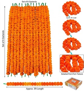 Guirnalda de Caléndulas para Diwali, Flores Artificiales de Caléndula Largas, Decoración India para Pooja, Bodas, Fiestas, Navidad, San Valentín - Product Image 1