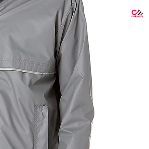 CARE MASTER <b>Men's</b> Gray Hooded Windbreaker <b>Jacket</b> <b>Waterproof</b> Casual Zipper Closure Polyester Outerwear Autumn Wear - Product Image 2