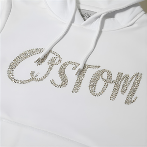 Sweat à capuche personnalisé pour homme, automne, avec strass, en molleton de coton, imprimé pailleté, broderie 3D, options écologiques OEM/ODM, étiquette privée - Product Image 1