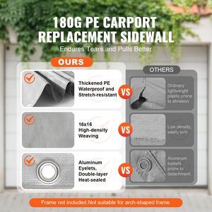Tenda Garage Impermeabile e Resistente 13 x 20 piedi con Protezione UV, Copertura per Camion e Tettoia di Ricambio con Installazione Facile delle Pareti Laterali - Product Image 2