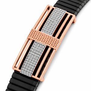 18KT Gold Black Ceramic Diamond Bar Bracelet <b>for</b> <b>Men</b> High Polish Contemporary Geometric Luxury Wedding Party Daily Wear Gift - Product Image 3