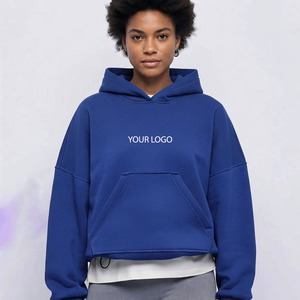 <b>Women</b> Custom Logo 3D Puff Print Oversized Drop Shoulder Boxy <b>Long</b> Turtleneck Hoodies 100% Cotton Casual <b>Sweatshirts</b> - Product Image 3