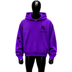 Sudadera con Capucha Morada Extra Grande para Hombre, Ropa Casual de Otoño con Bolsillo y Logotipo Estampado, Estilo Urbano, Unisex, Corte Holgado, Algodón Premium - Product Image 1