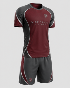 Vibe Craft Men's Soccer Jersey Set Maroon Gray Short Sleeve Moisture Wicking <b>Athletic</b> Fit All Seasons cheap price wholesale - Product Image 1