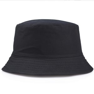 Chapeau Bob Femme en Coton Noir Uni à Bord Large et Dessus Plat, Personnalisable avec Logo Brodé, Idéal pour l'Été et la Plage - Product Image 1