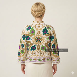 Vestes Courtes Rembourrées en Coton Brodé Floral Ethnique pour Femmes, Vêtements d'Extérieur d'Inspiration Artisanale Traditionnelle, Vente en Gros Personnalisée - Product Image 6