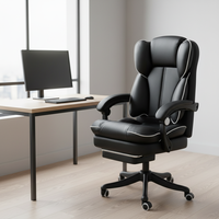 Fauteuil de bureau exécutif en cuir moderne Paint Boss, luxe léger, inclinable, confortable, pivotant, accoudoirs réglables, pour atelier et salle de sport