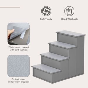 Scaletta per Cani di Piccola Taglia con Copertura Imbottita Grigia per Raggiungere Divani e Letti Alti - Cucce e Mobili per Animali Domestici - Product Image 4