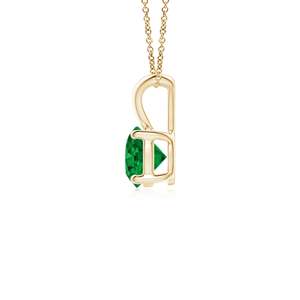 14K <b>Solid</b> <b>Gold</b> Natural Round Emerald V-Bale Solitaire 4 Claw Set <b>Pendant</b> Fine Jewellery Classic Anniversary Wedding Gift - Product Image 3
