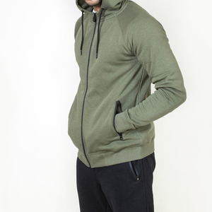 Custom Men’s Olive Green Full <b>Zip</b> <b>Hoodie</b> with Drawstring Hood and Zipper Side <b>Pockets</b> Casual Sportswear Sweatshirt - Product Image 4