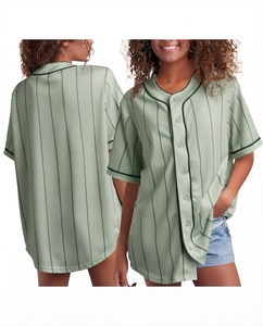 Maillot de baseball rayé jaune pour femme, manches courtes, coupe ample, boutons sur le devant, vêtements de sport, vêtements d'été - Product Image 3
