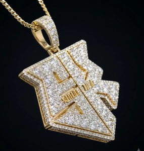 Colgante Hip Hop para Hombre con Incrustaciones de Moissanita, Chapado en Oro, Diseño Brillante - Product Image 2
