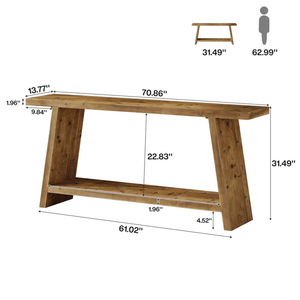 Moderna Consolle Lunga in Legno Massello per Casa, Appartamento e Hotel - Product Image 2