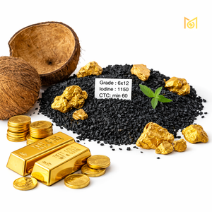 Charbon actif pour le traitement de l'or 612, à base de coque de noix de coco, fournisseur exportateur, approvisionnement en vrac, teneur en plaquettes 2% max, carbone 99% - Product Image 1