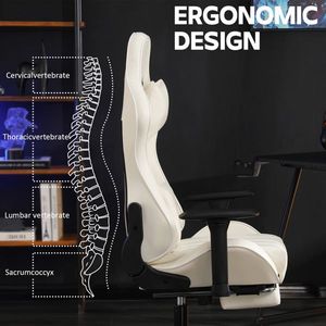 Sedia da Gaming Ergonomica per Adulti, Capacità 180 kg, Comoda Sedia da Ufficio in PU con Supporto Lombare Regolabile per Persone Robuste, Ideale per Sala Giochi - Product Image 5