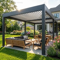 Pergola bioclimatique en aluminium, pergola à lames orientables imperméable, toiture en aluminium, pergola motorisée à lames orientables pour extérieur, 3x4m, 3x5m, 4x4m, 6x4m