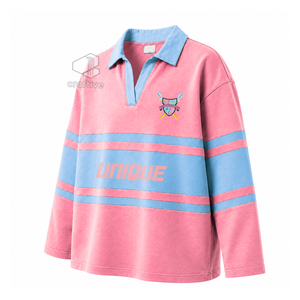 Polo de rugby piqué pour femme Gamma Phi Delta Sorority, col chemise, blocs de couleur, brodé, style universitaire, haut athlétique - Product Image 2